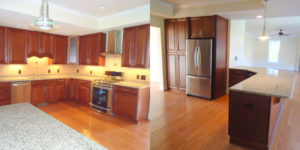 Finished kitchen remodel with granite countertops