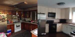 Before and after of a kitchen fire