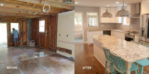 Before and after of a kitchen remodel