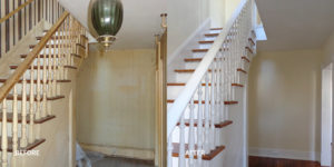 Before and after of stairs in an old house